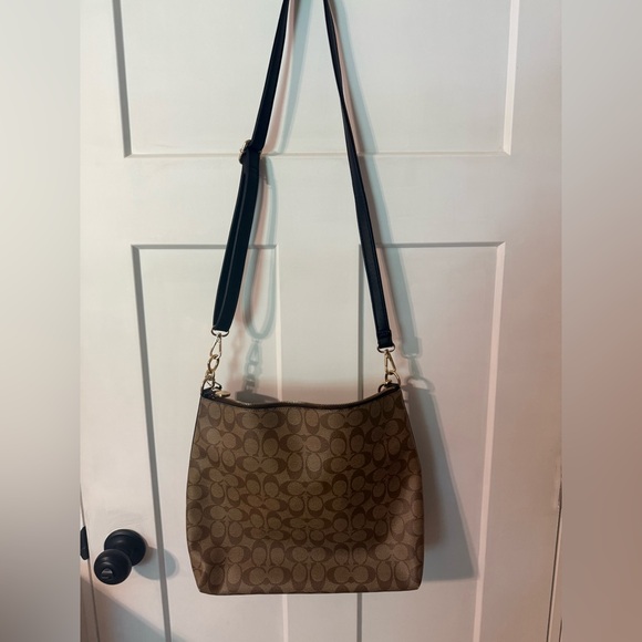 Coach Marlon Colorblock Signature Shoulder/Crossbody Bag in Brown and Black - Picture 3 of 5